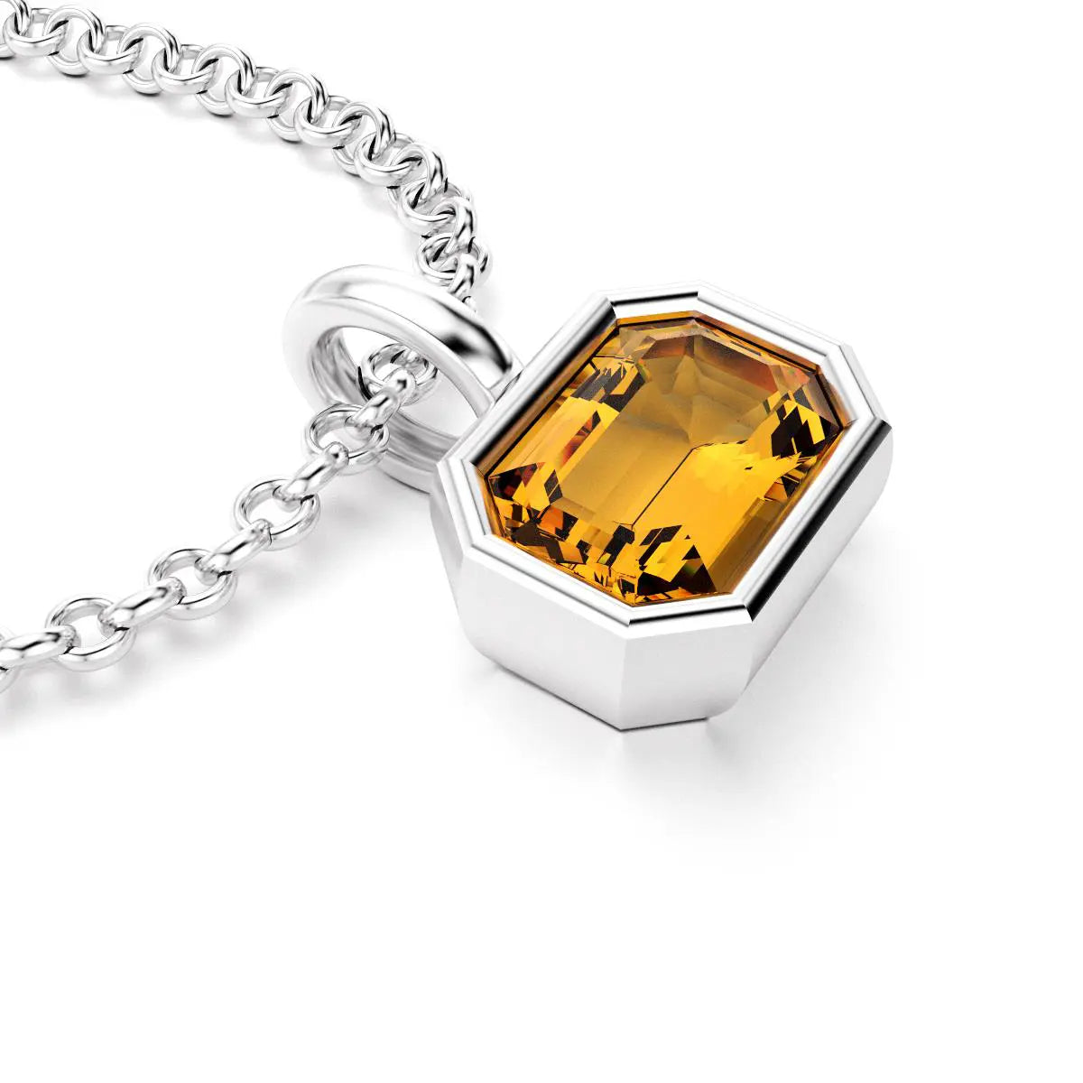 collier byzance rectangle pour femme en argent avec citrine emeraude