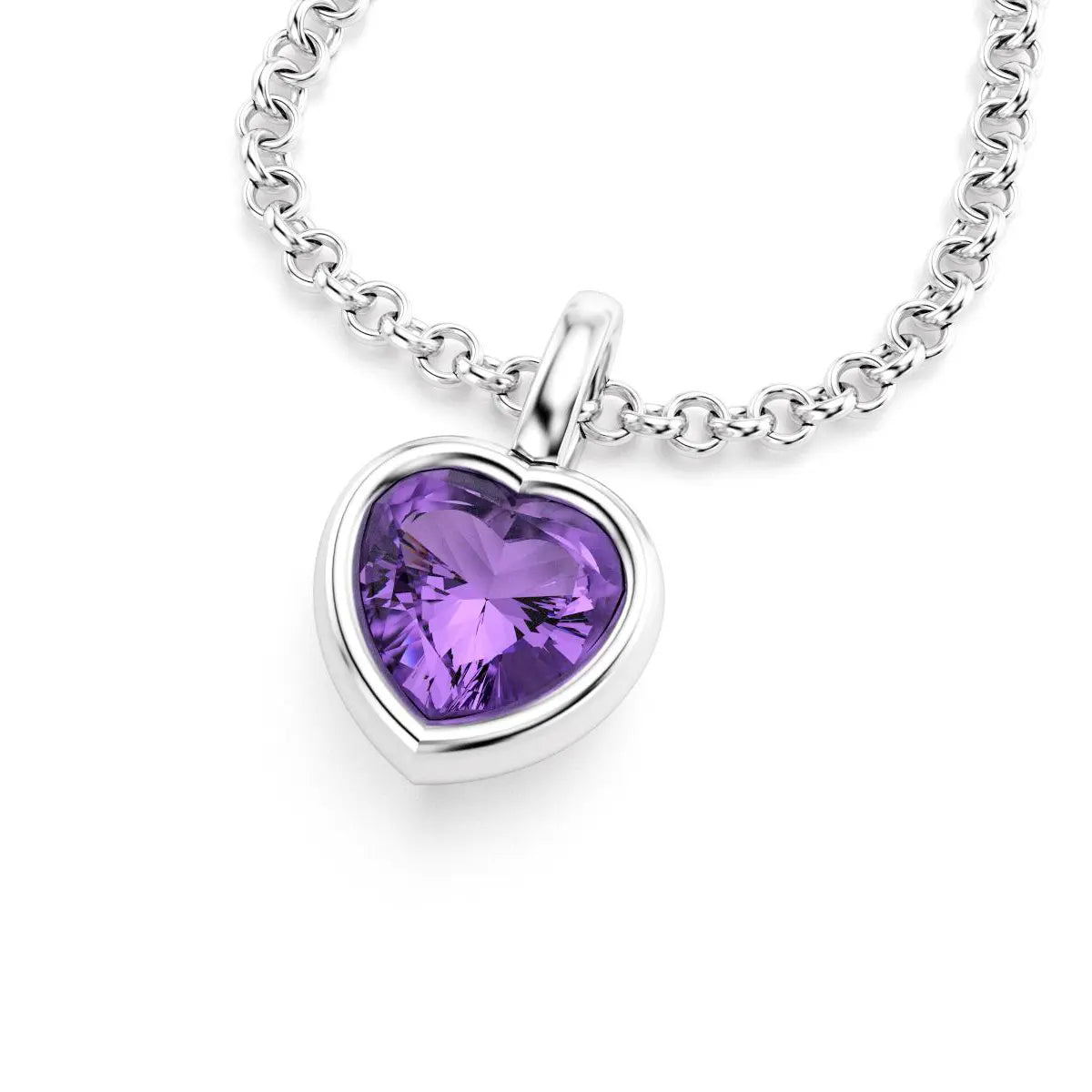 collier byzance pour femme en argent avec amethyste coeur