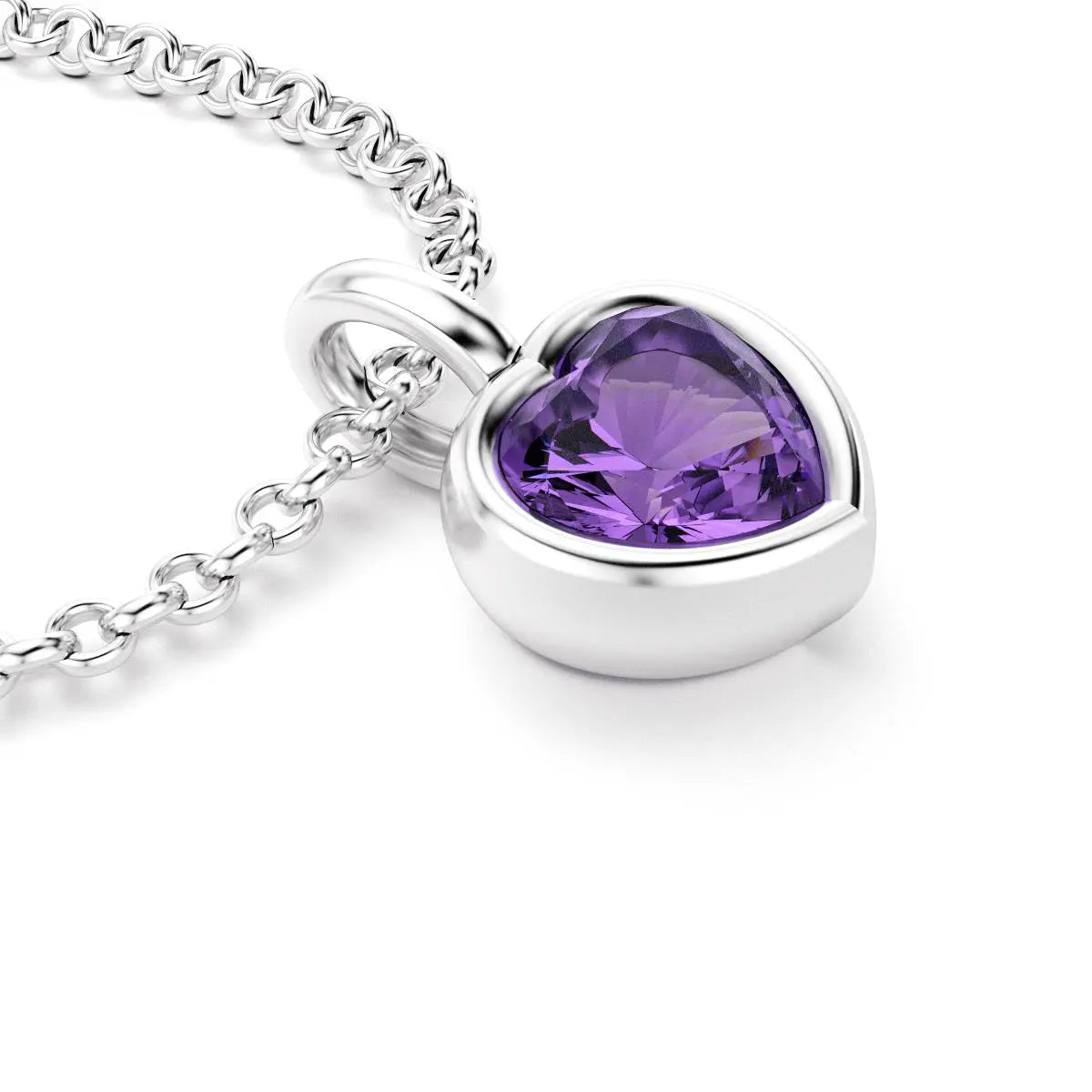 collier byzance pour femme en argent avec amethyste coeur