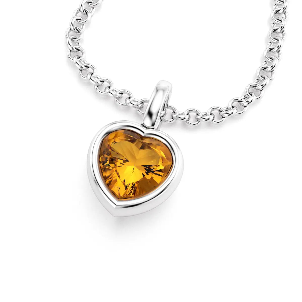 collier byzance pour femme en argent avec citrine coeur