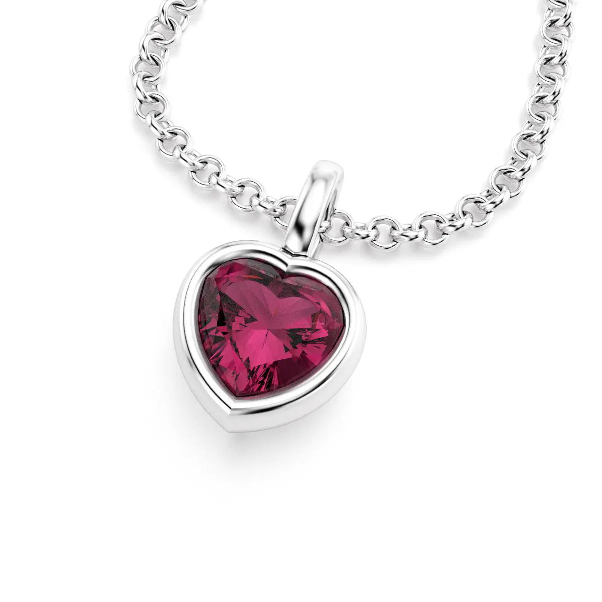 collier byzance pour femme en argent avec grenat rhodolite coeur