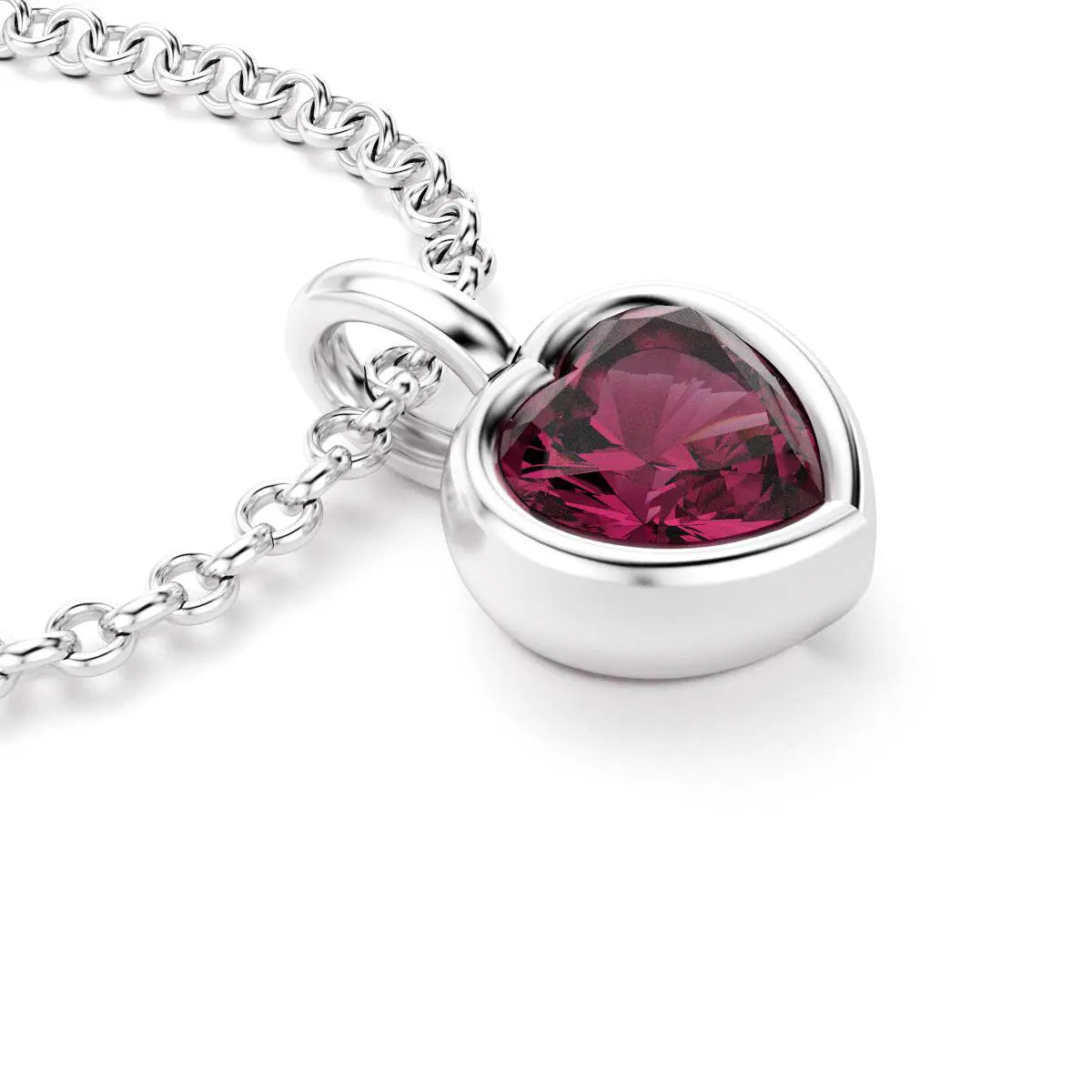 collier byzance pour femme en argent avec grenat rhodolite coeur