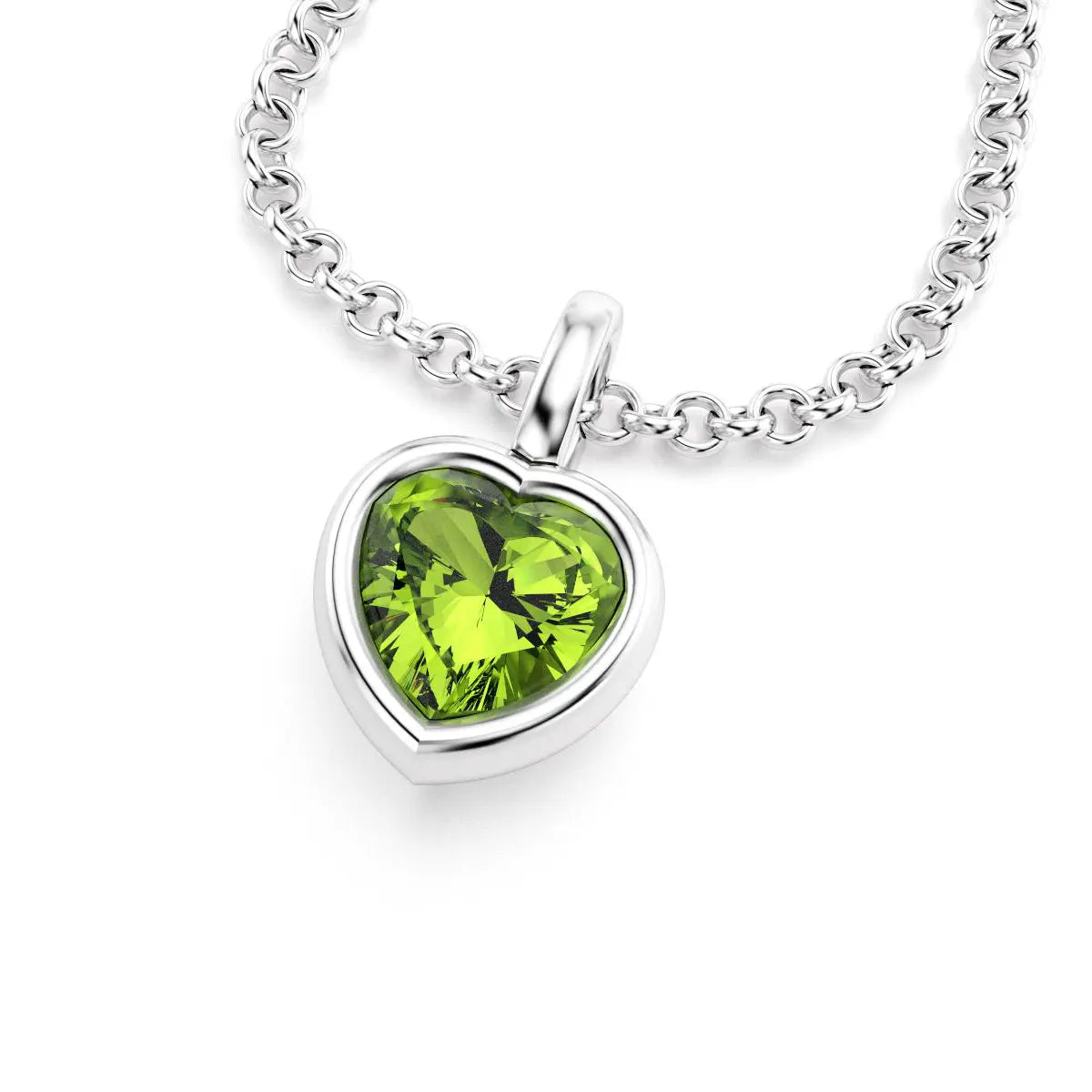 collier byzance pour femme en argent avec peridot coeur
