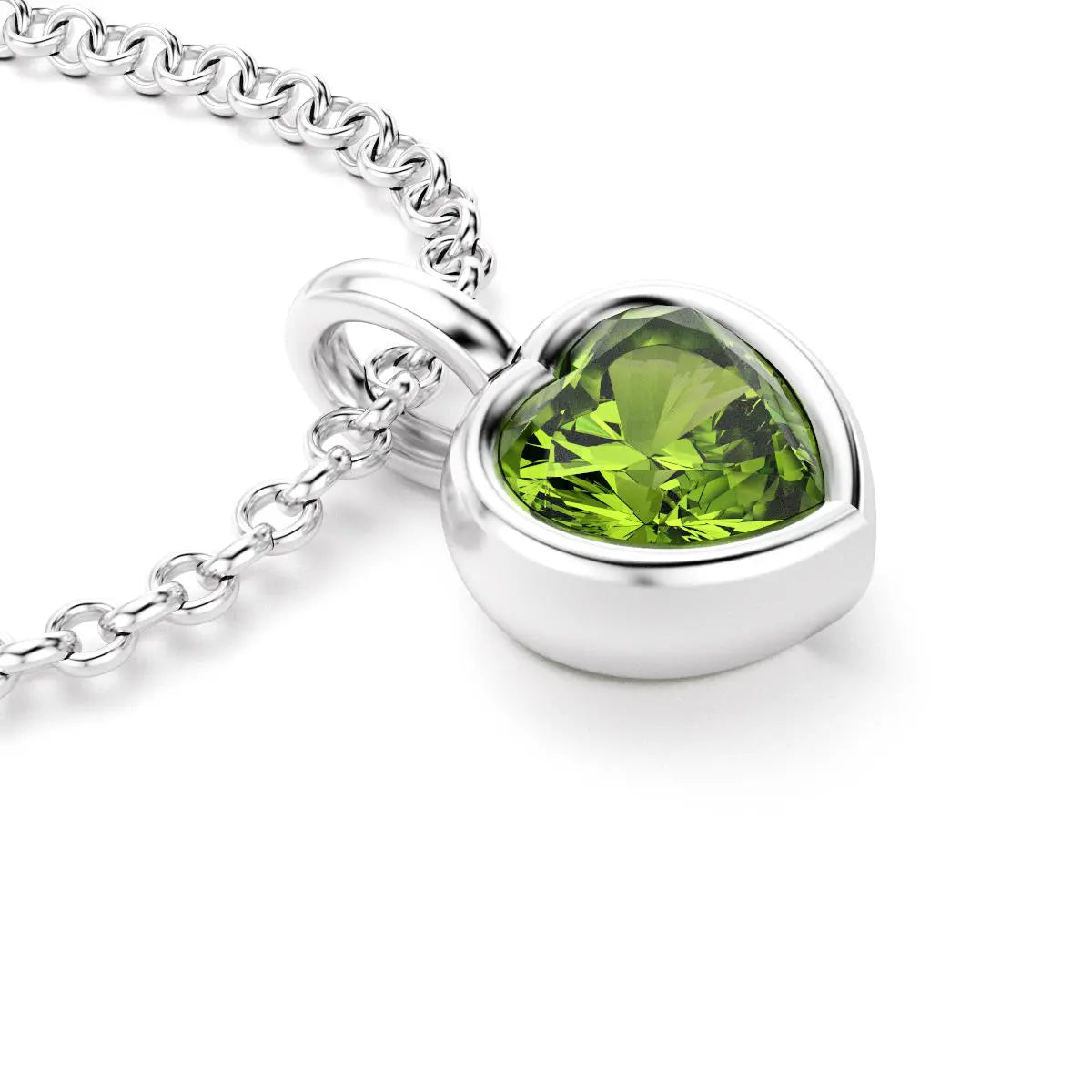 collier byzance pour femme en argent avec peridot coeur