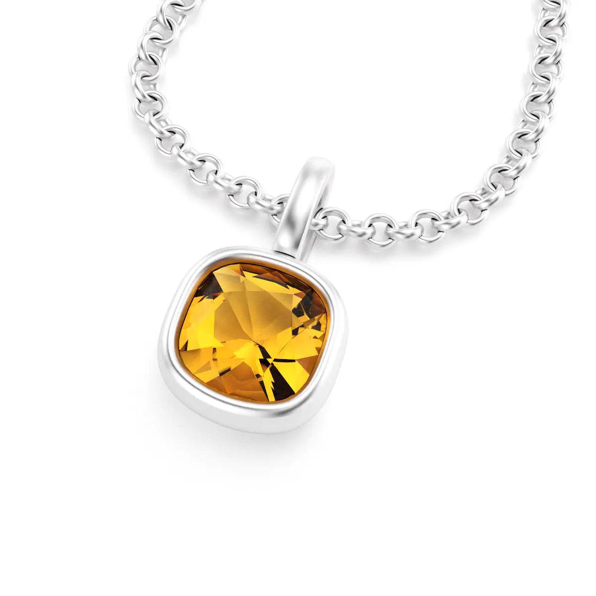collier byzance pour femme en argent avec citrine coussin