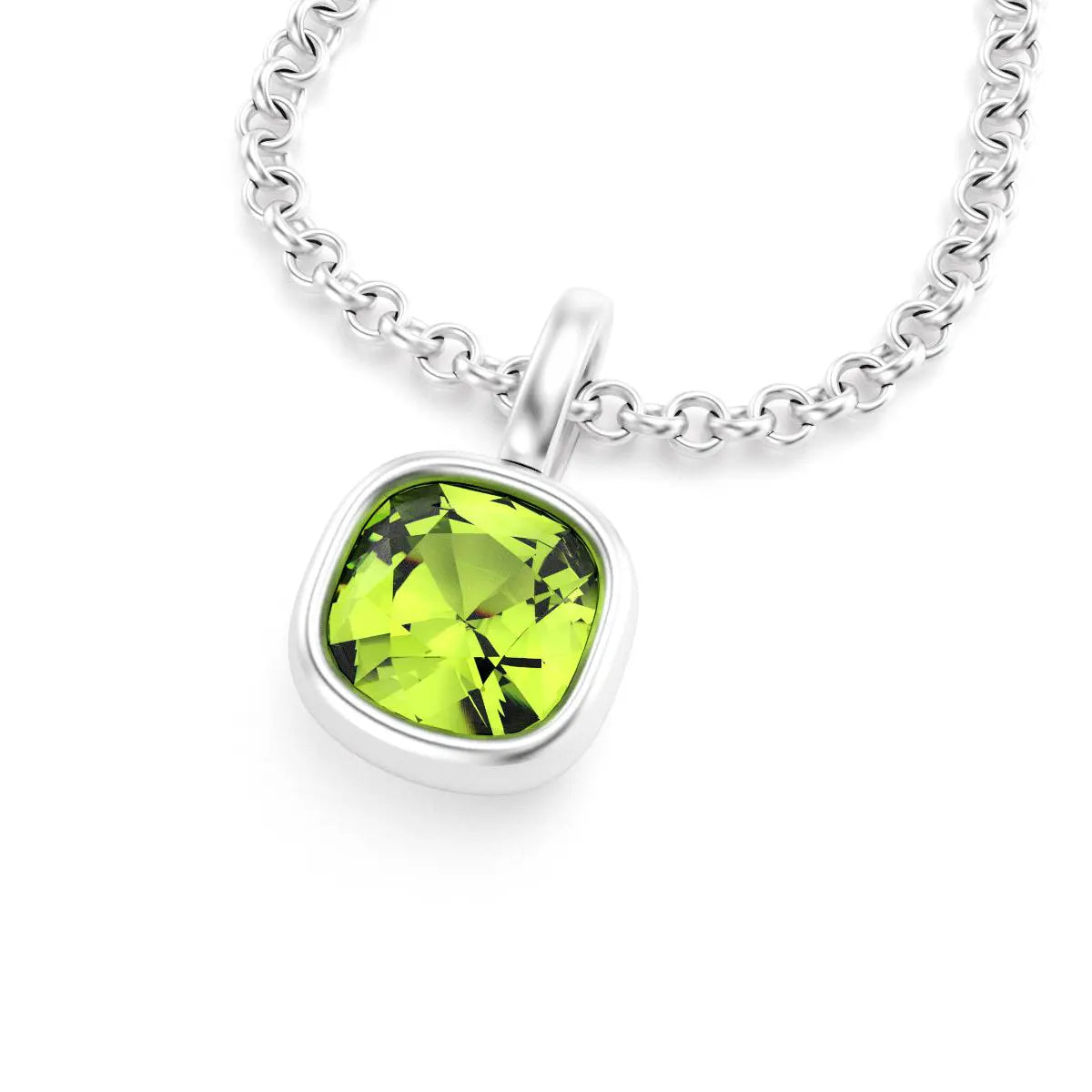 collier byzance pour femme en argent avec peridot coussin