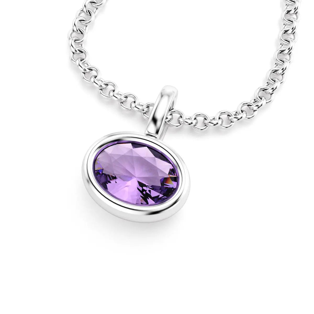 collier byzance  pour femme en or blanc avec amethyste ovale