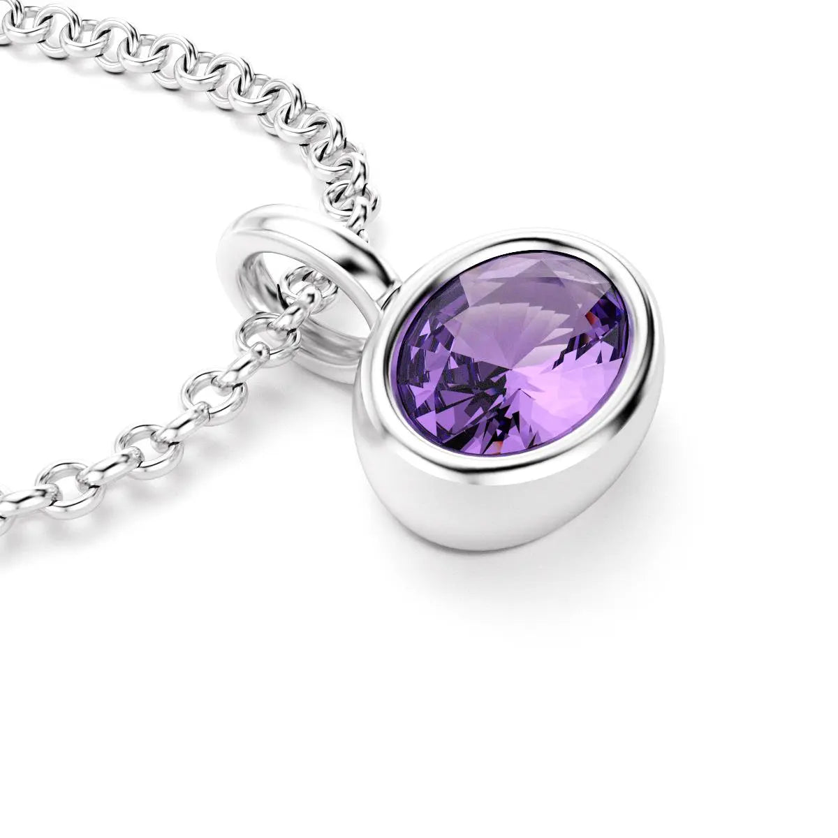 collier byzance  pour femme en or blanc avec amethyste ovale