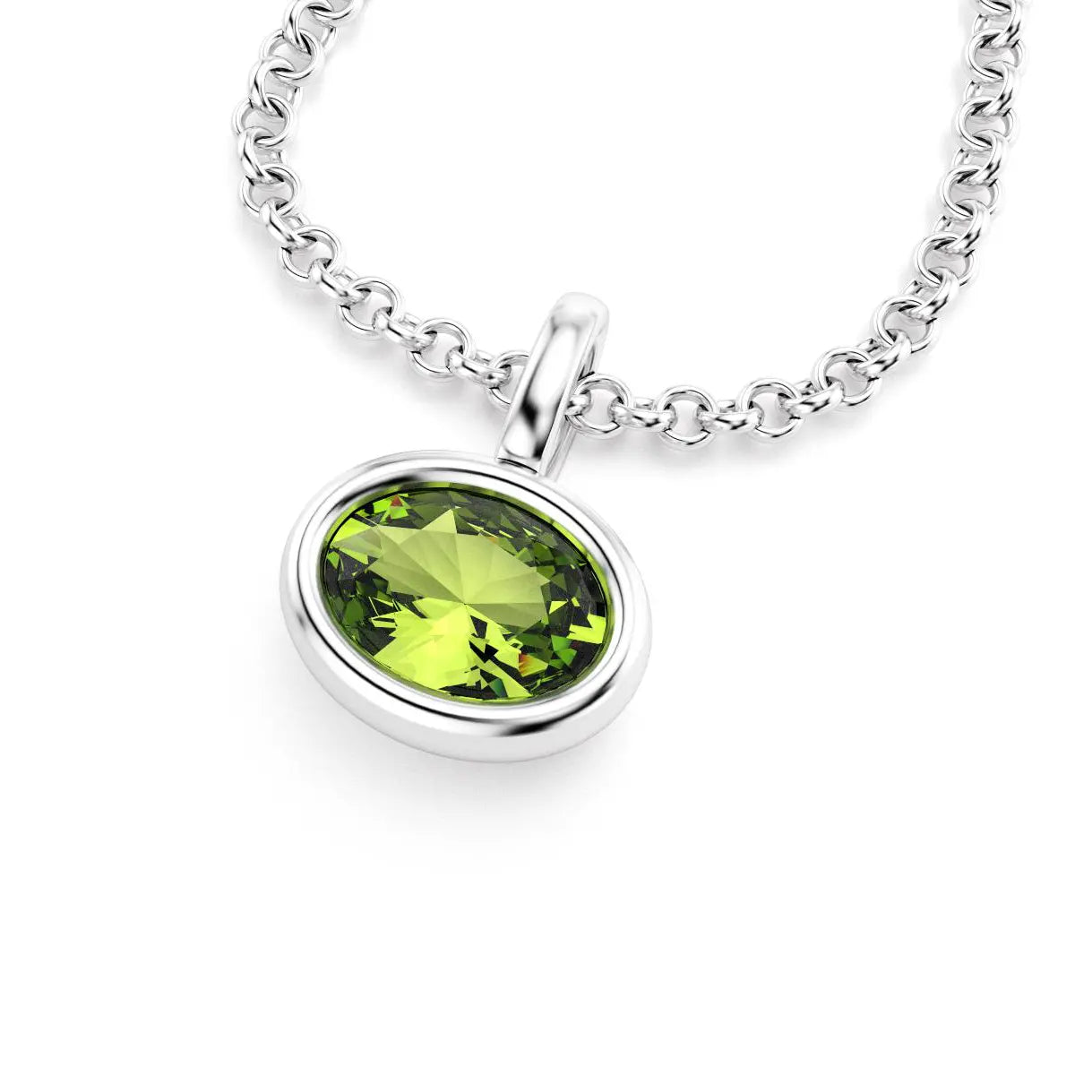collier byzance pour femme en or blanc avec peridot ovale