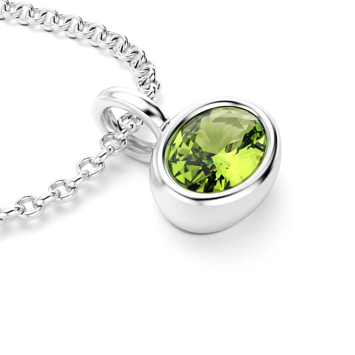 collier byzance pour femme en or blanc avec peridot ovale