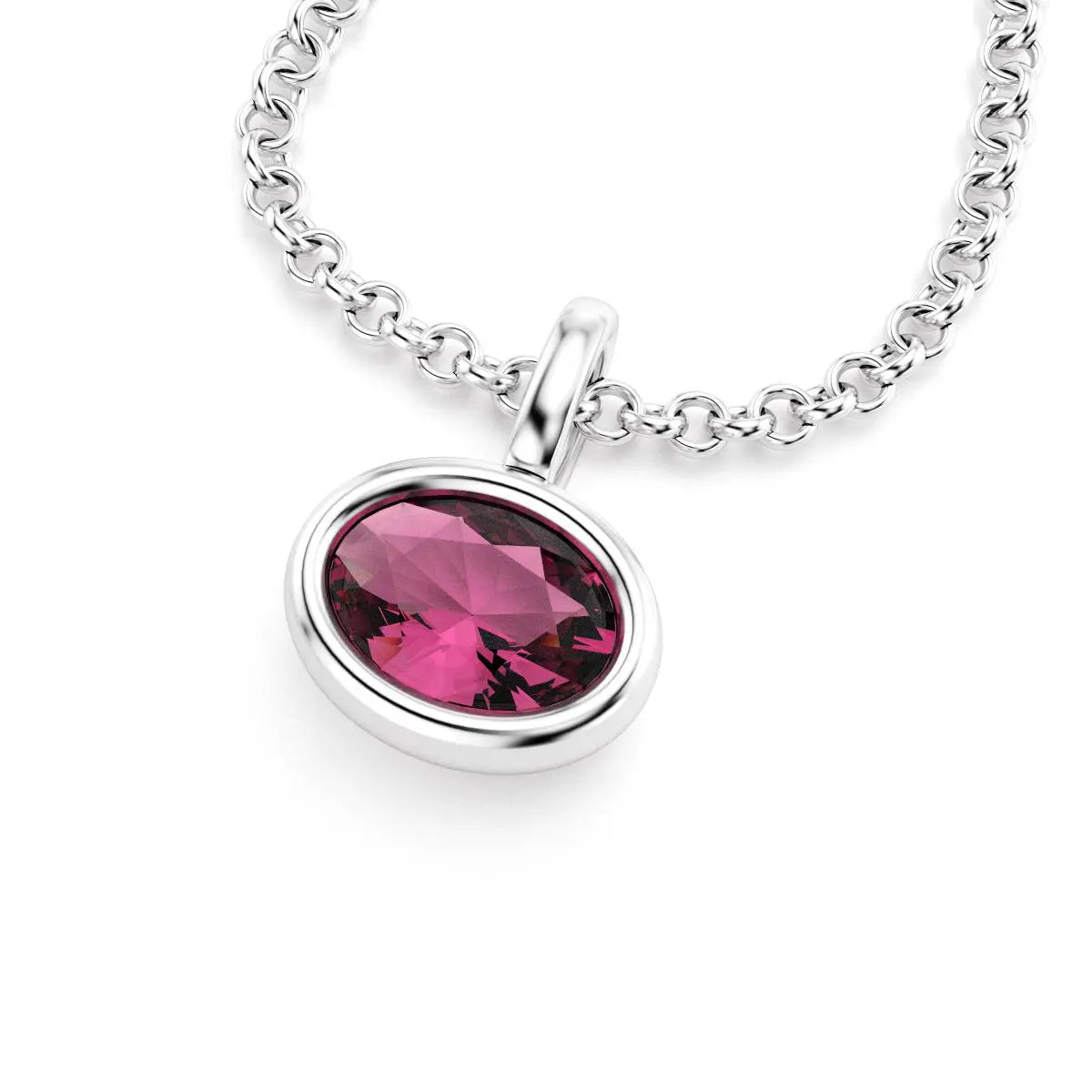 collier byzance pour femme en or blanc avec rhodolite ovale