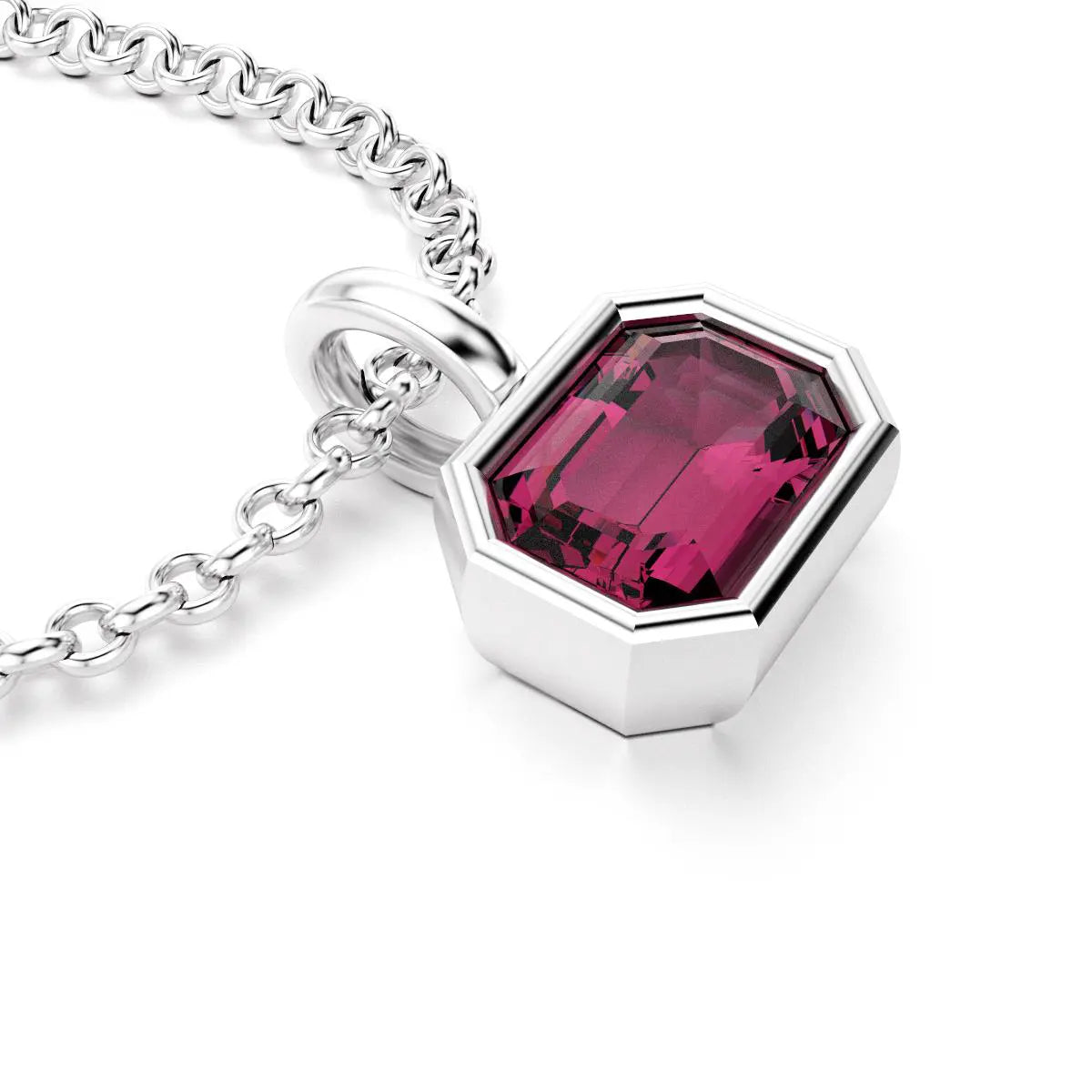 collier byzance rectangle  pour femme en or blanc avec rhodolite emeraude