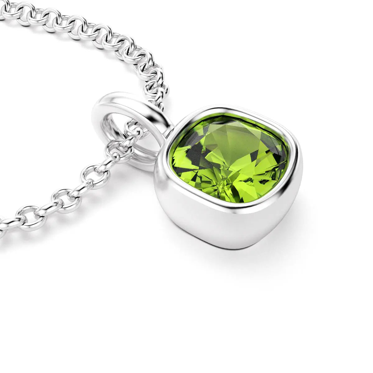 collier byzance pour femme en or blanc avec peridot coussin
