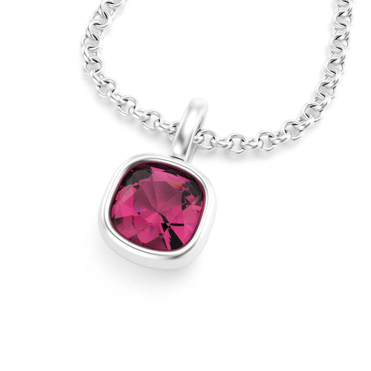 collier byzance pour femme en or blanc avec rhodolite coussin