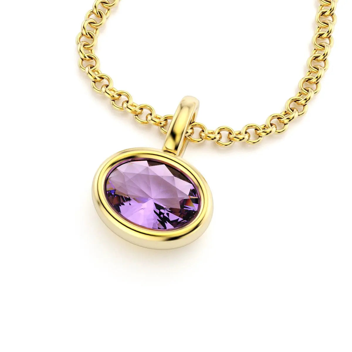 collier byzance pour femme en or jaune avec  amethyste ovale