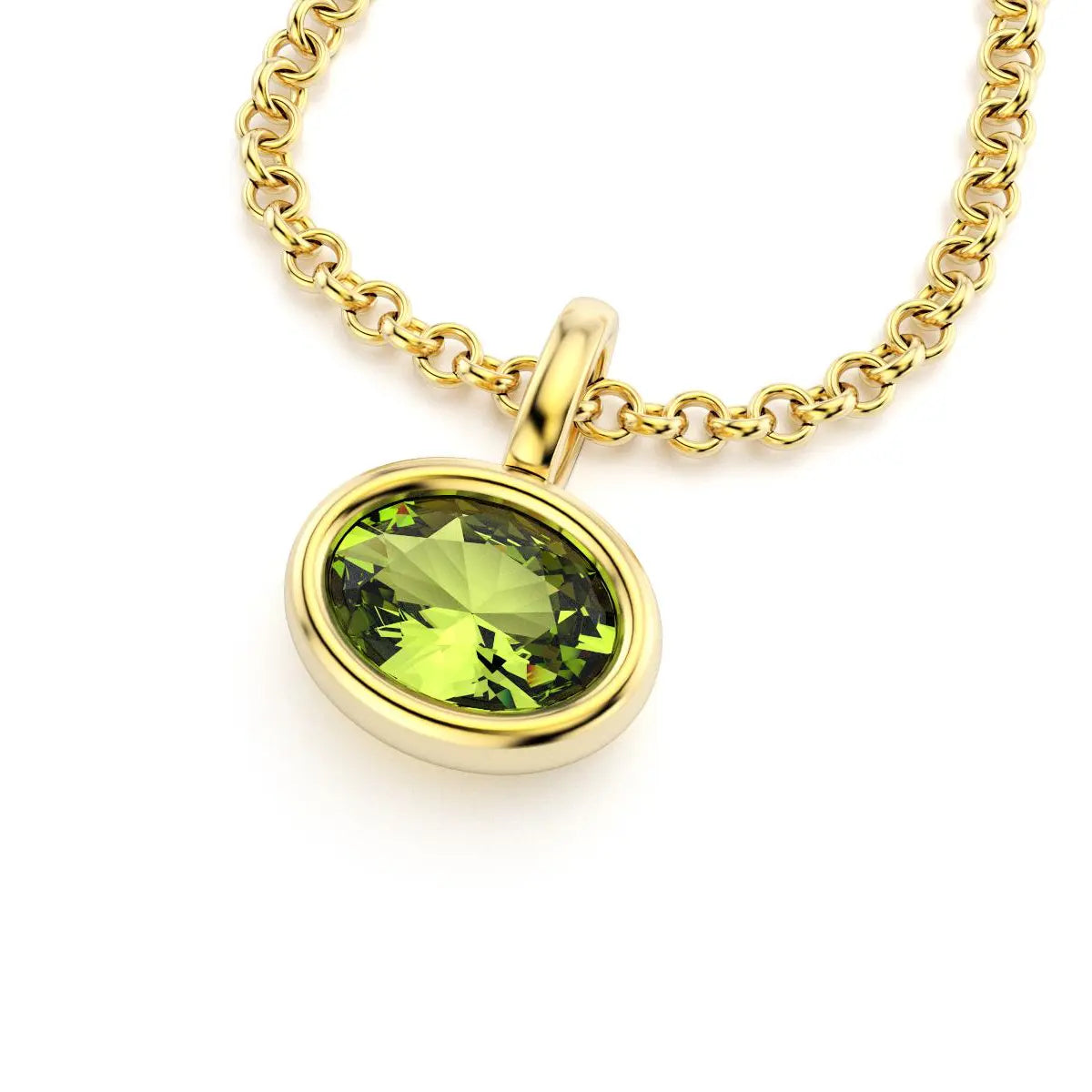 collier byzance pour femme en or jaune avec  peridot ovale