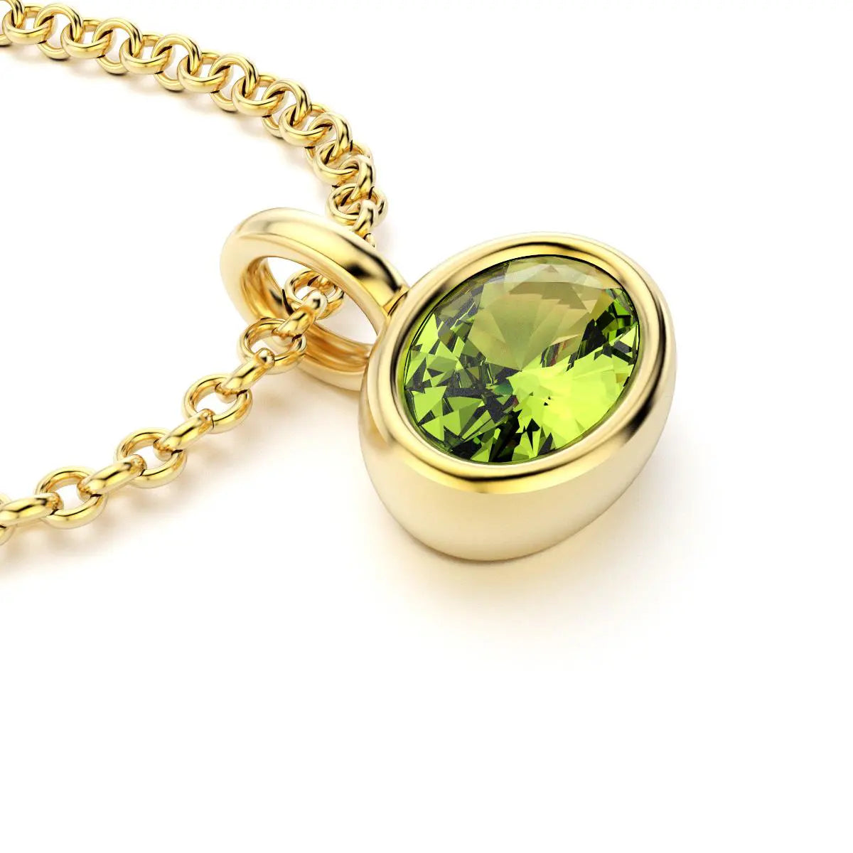 collier byzance pour femme en or jaune avec  peridot ovale