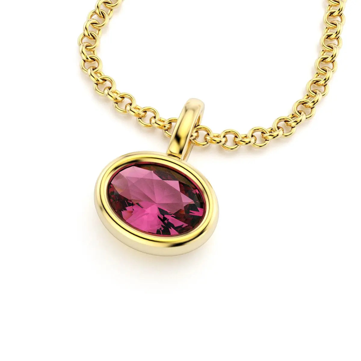 collier byzance pour femme en or jaune avec  rhodolite ovale