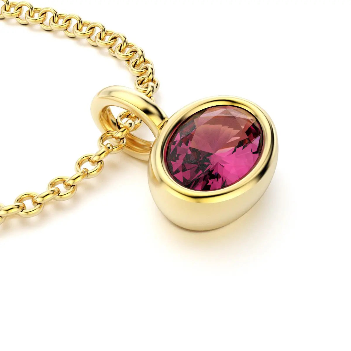 collier byzance pour femme en or jaune avec  rhodolite ovale