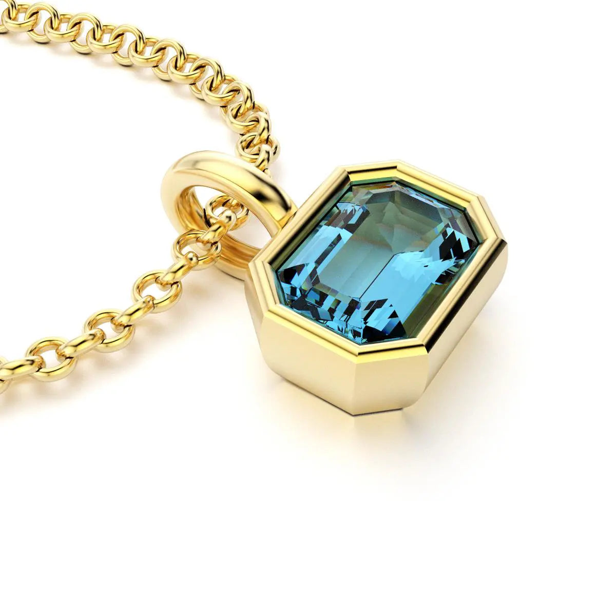 collier byzance rectangle  pour femme en or jaune avec topaze emeraude