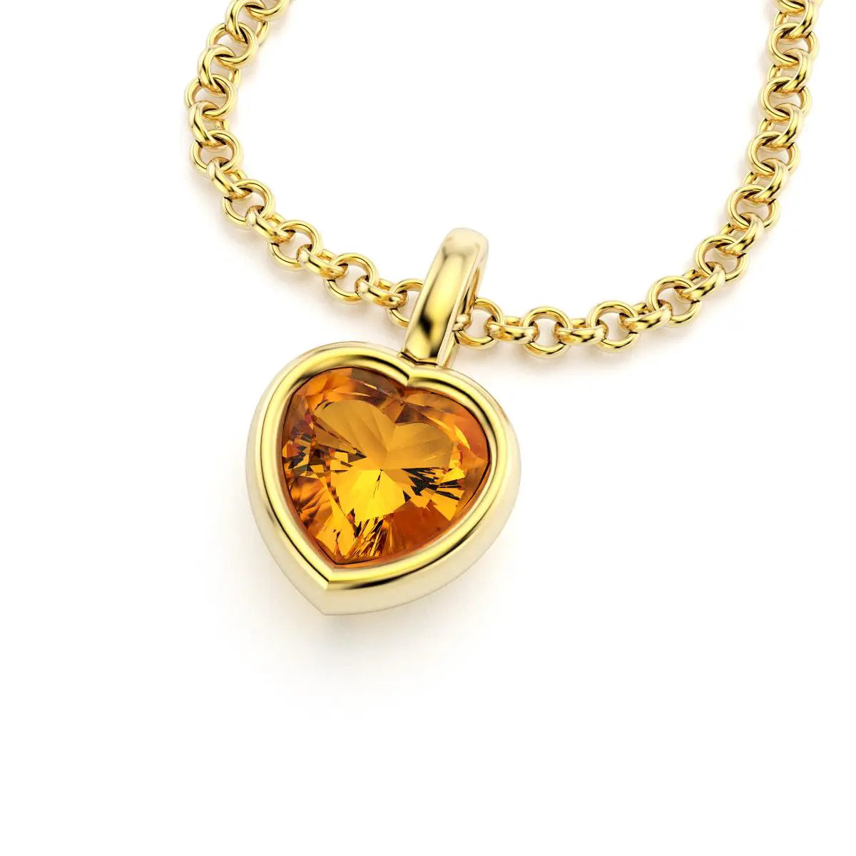 collier byzance pour femme en or jaune avec citrine coeur
