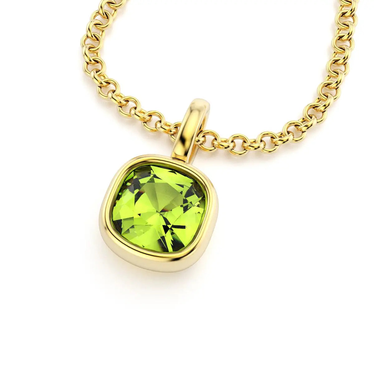 collier byzance pour femme en or jaune avec  peridot coussin