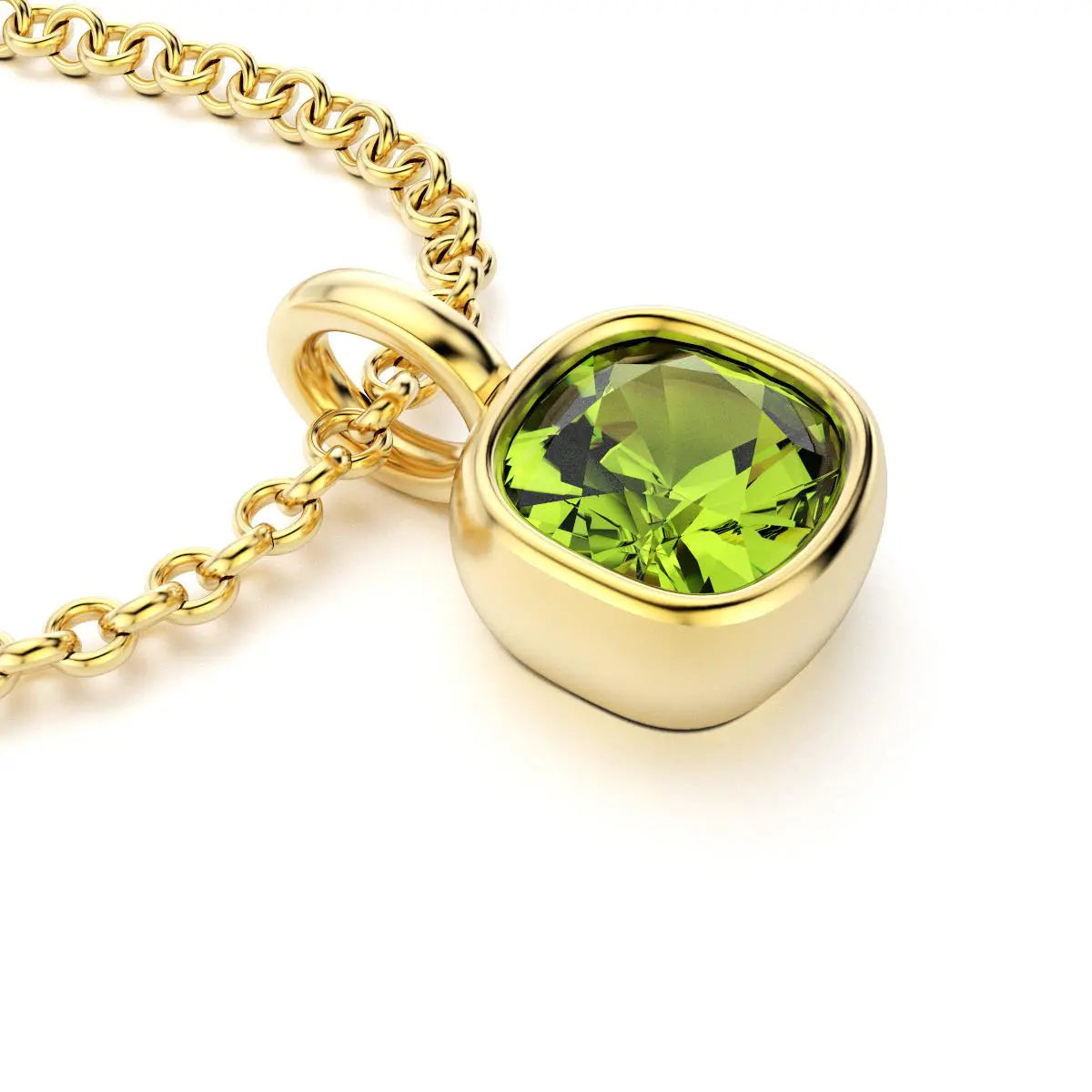 collier byzance pour femme en or jaune avec  peridot coussin