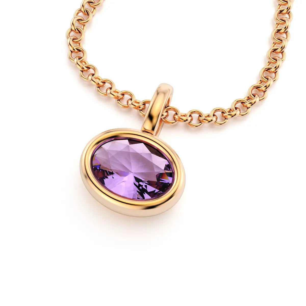 collier byzance pour femme en or rose avec amethyste ovale