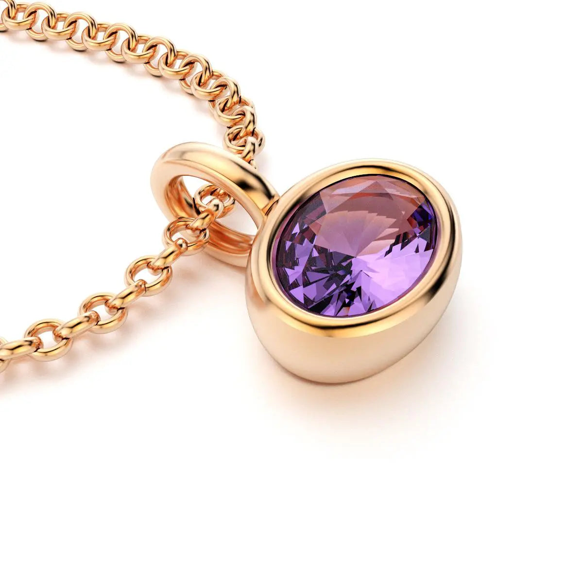 collier byzance pour femme en or rose avec amethyste ovale
