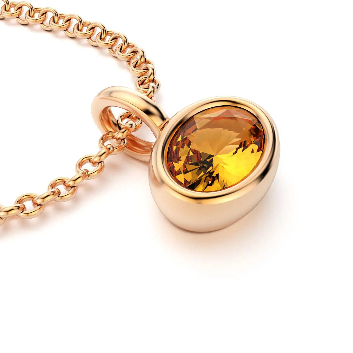 collier byzance pour femme en or rose avec citrine ovale