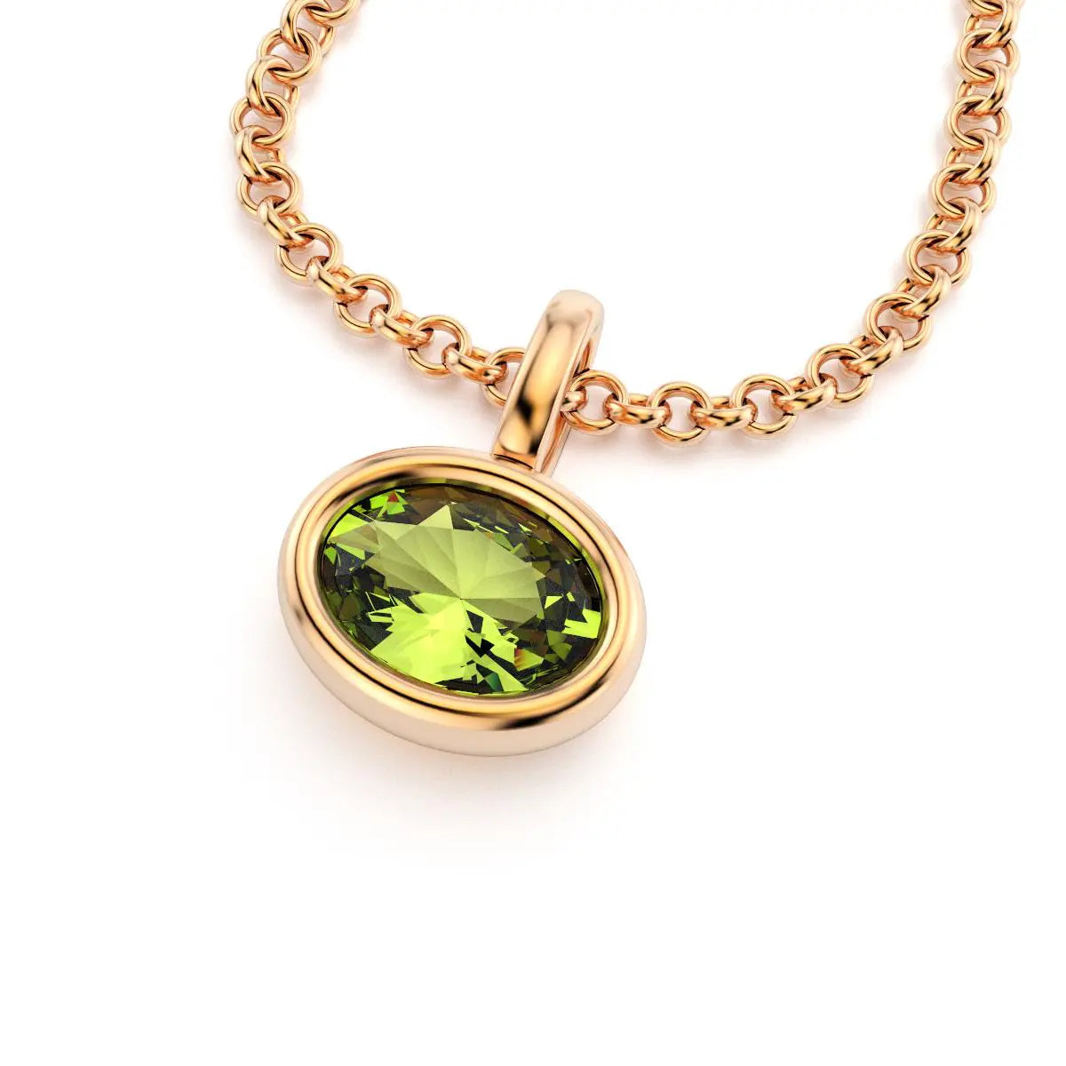 collier byzance pour femme en or rose avec peridot ovale