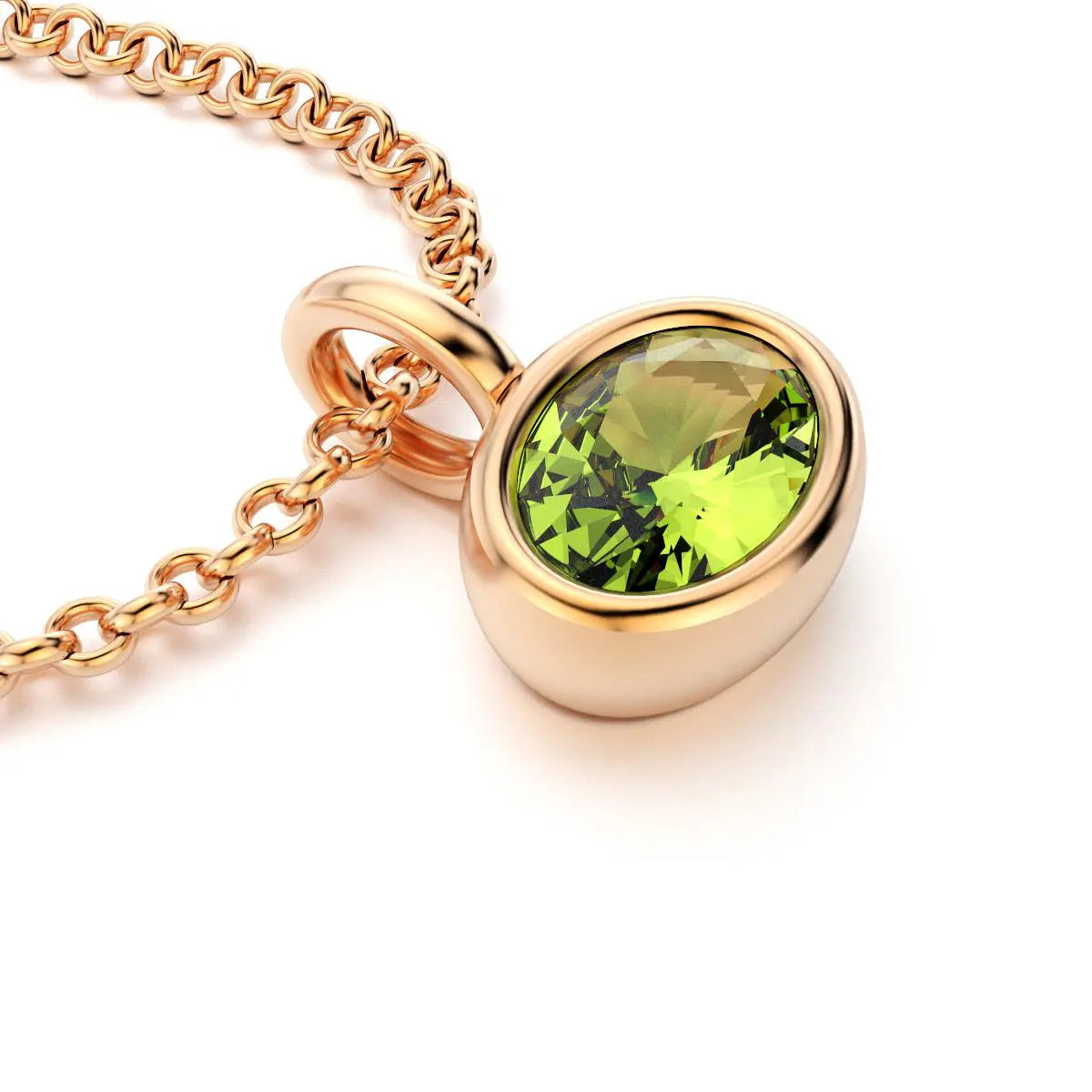 collier byzance pour femme en or rose avec peridot ovale