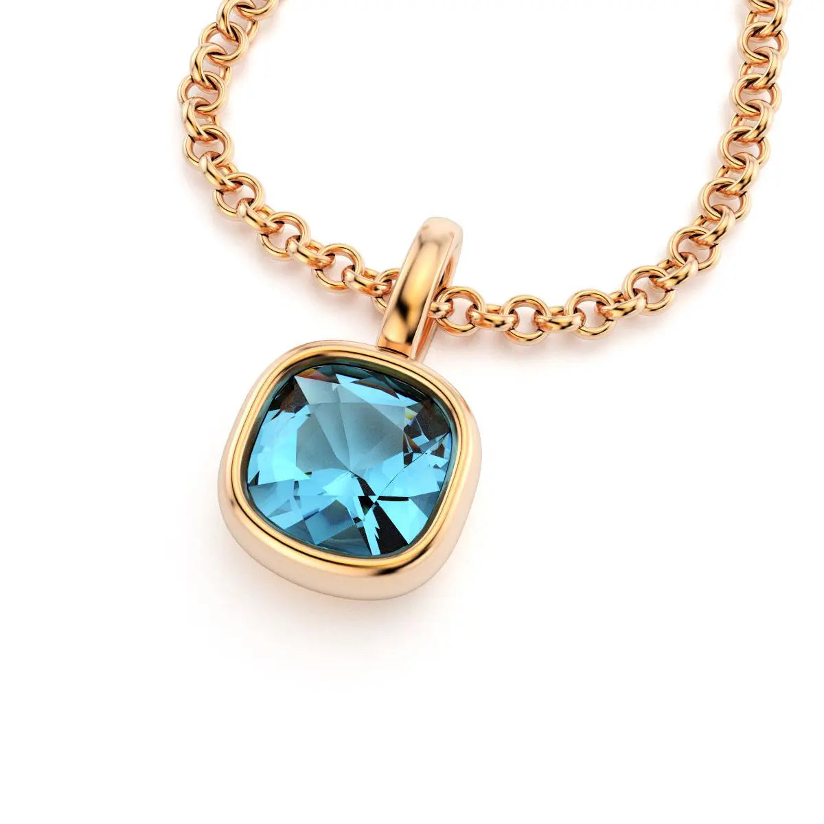 collier byzance pour femme en or rose avec  topaze coussin