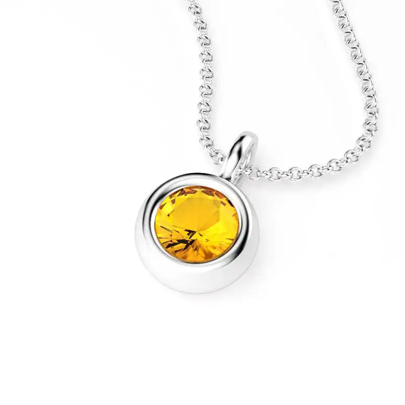 Collier Indiscret en argent 950 et citrine avec chaîne jaseron 40 cm en argent 925