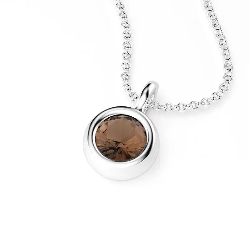 Collier Indiscret en argent 950 et quartz fumé avec chaîne jaseron 40 cm en argent 925