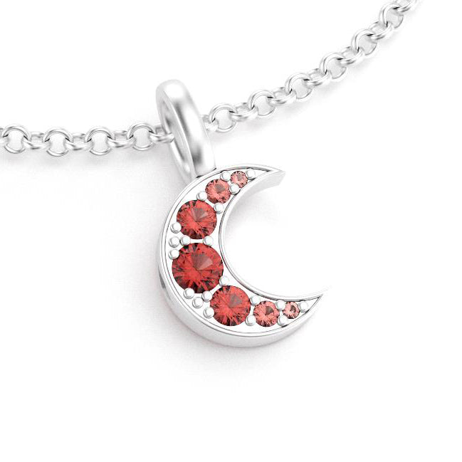 Collier lune femme en argent avec pierre semi-précieuse grenat almandin