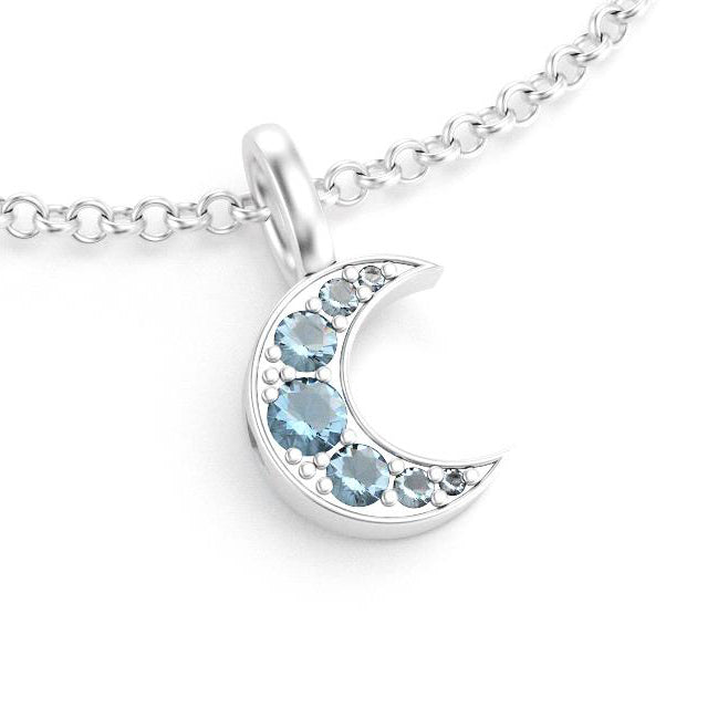 Collier lune femme en argent avec pierre semi-précieuse topaze