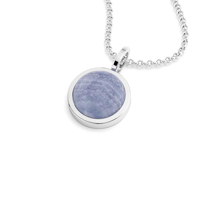 collier noe femme en argent avec cabochon calcedoine