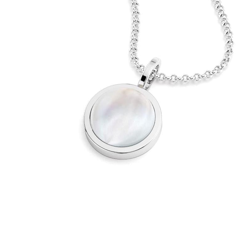 collier noe femme en argent avec cabochon  nacre blanche