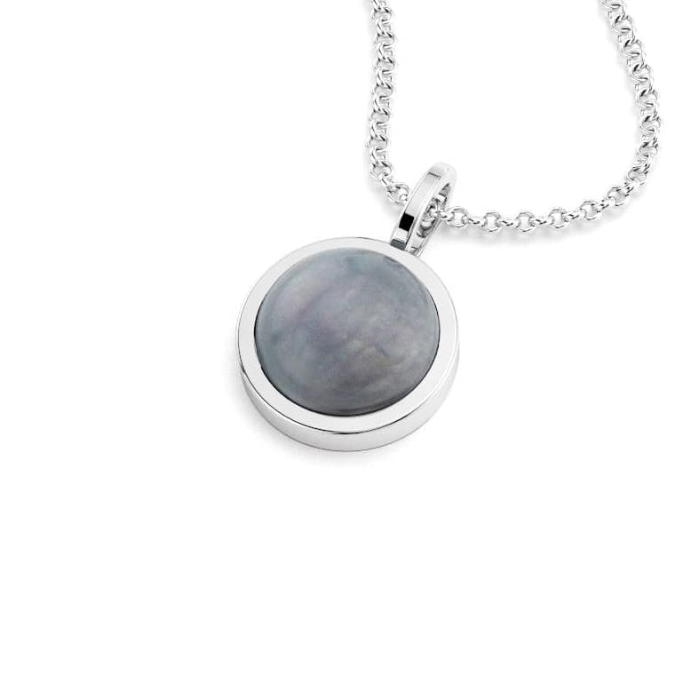 collier noe femme en argent avec cabochon nacre grise