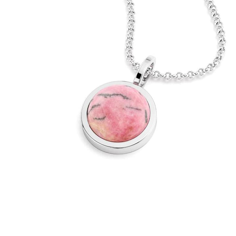 collier noe femme en argent avec cabochon rhodonite