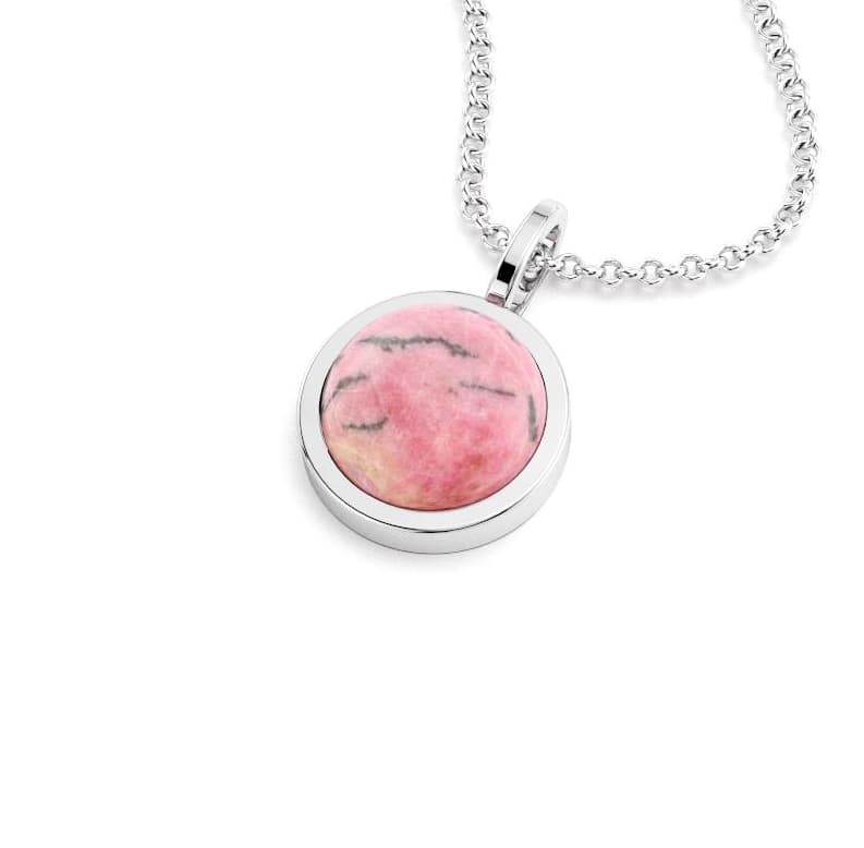 collier noe femme en argent avec cabochon rhodonite