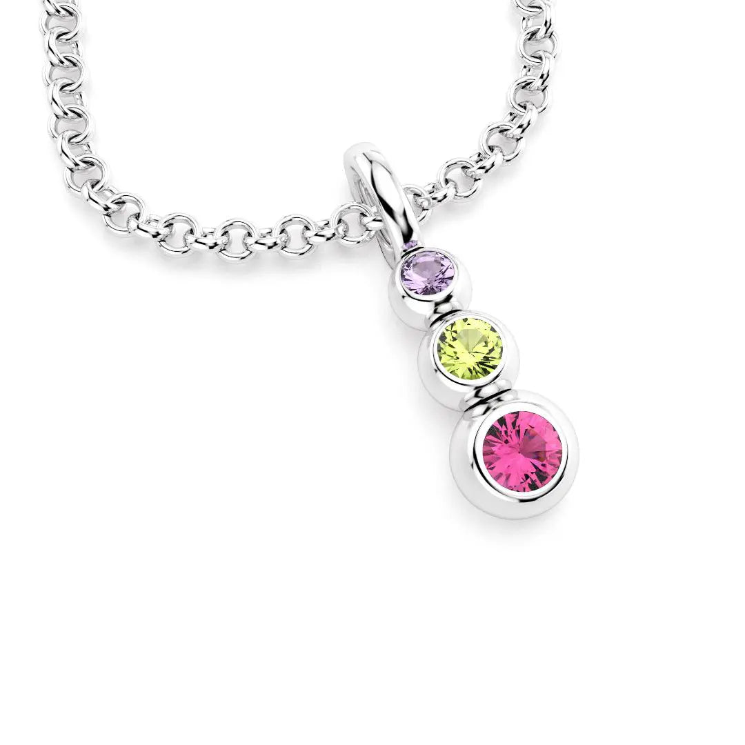 collier volga pour femme en argent  amethyste peridot rhodolite