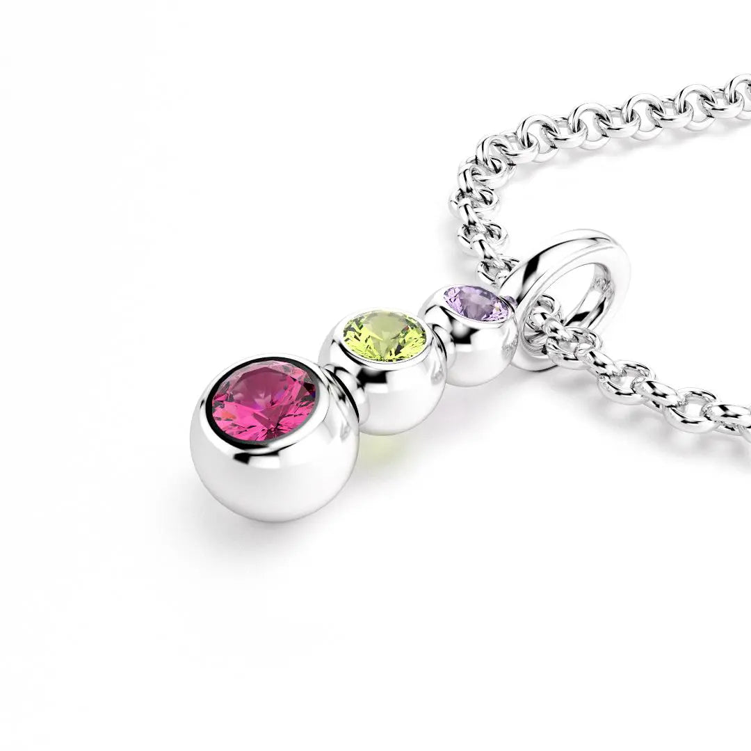 collier volga pour femme en argent  amethyste peridot rhodolite