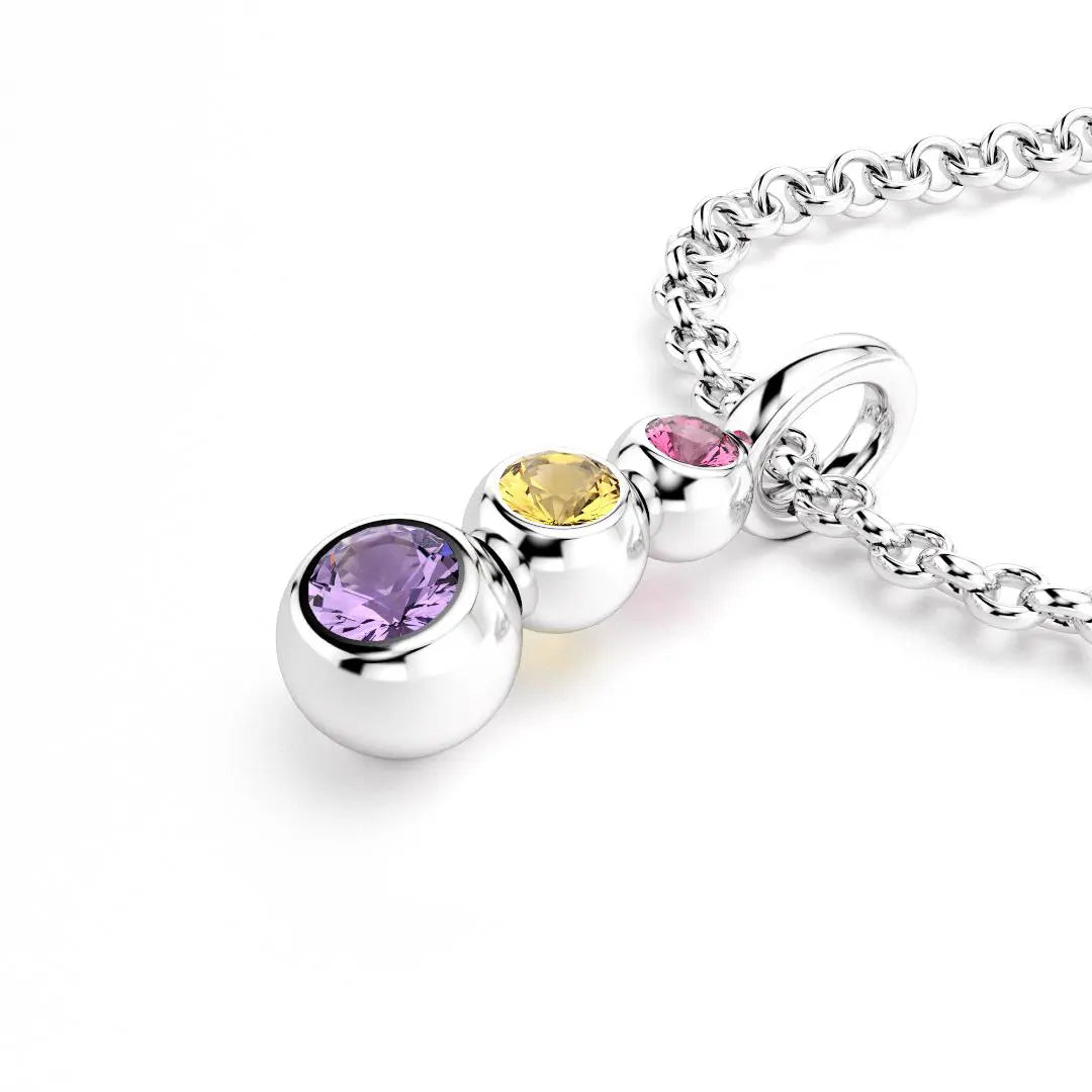 collier volga pour femme en argent rhodolite citrine amethyste