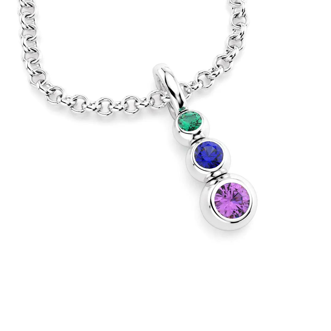 collier volga pour femme en or blanc emeraude saphir bleu saphir violet