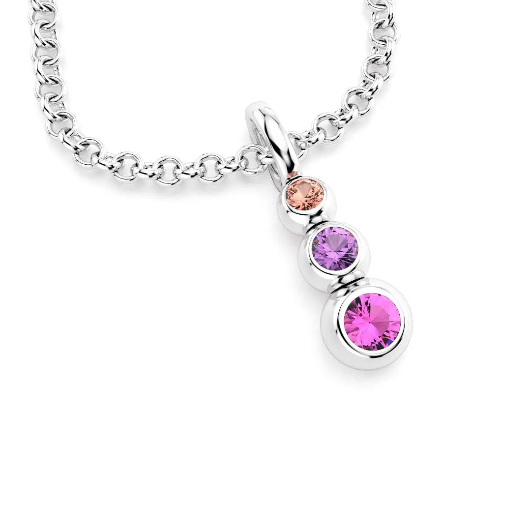 collier Volga pour femme en or blanc saphir peche saphir violet saphir rose