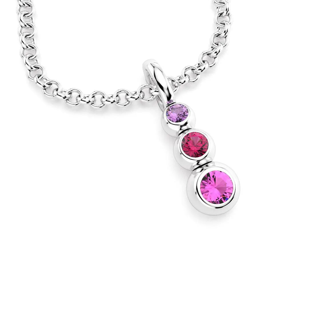Collier Volga pour femme en or blanc saphir violet rubis saphir rose