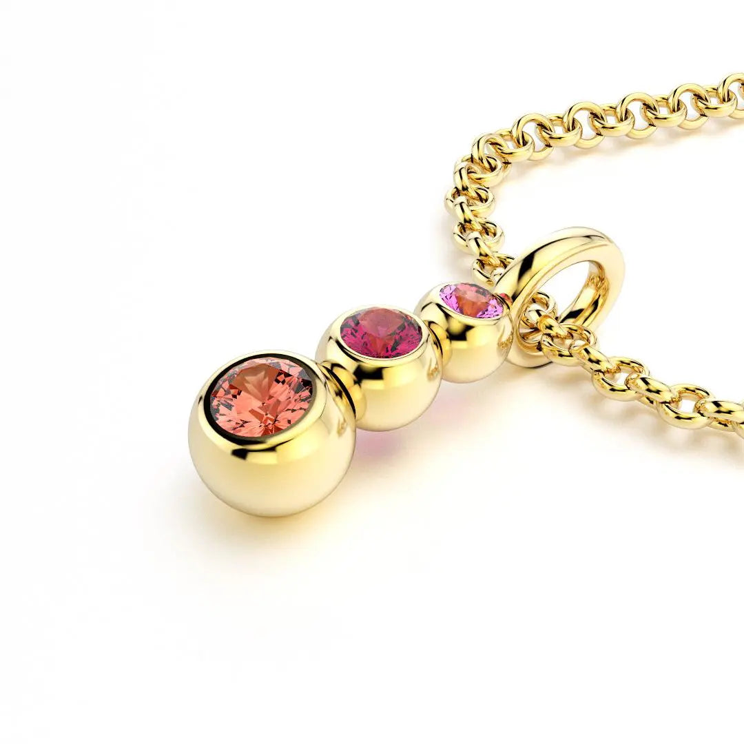 collier volga pour femme en or jaune saphir rose rubis saphir peche