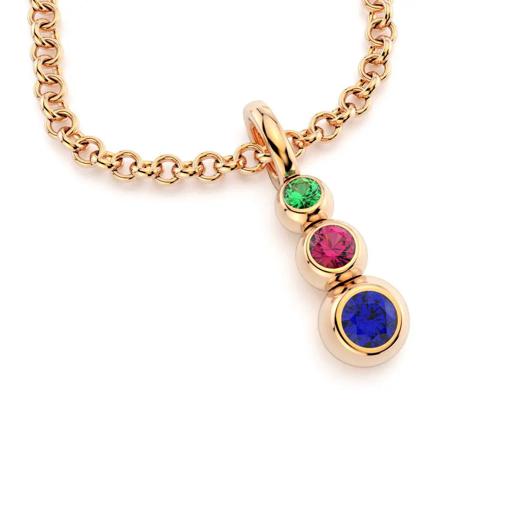 collier volga pour femme en or rose emeraude rubis saphir bleu